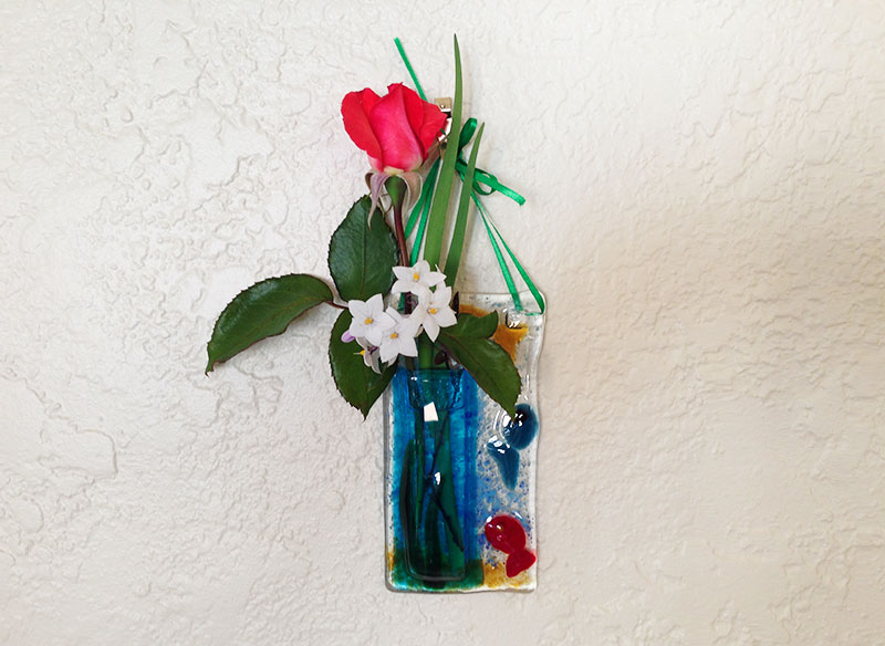 Glass hanging vase (by my mother in law)